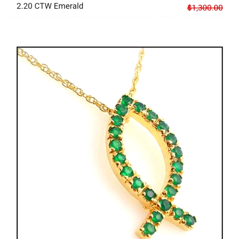 2.20 CTW Emerald Pendant 18" Designer Necklace